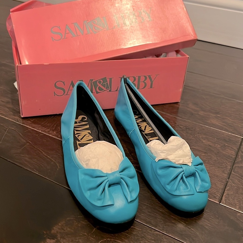 Sam & Libby Turquoise Bow Flats